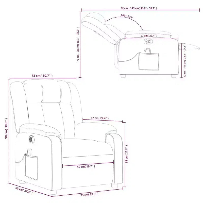 Cream Fabric Electric Massage Recliner - Auto-Adjusting Backrest & Footrest with Vibration Massage