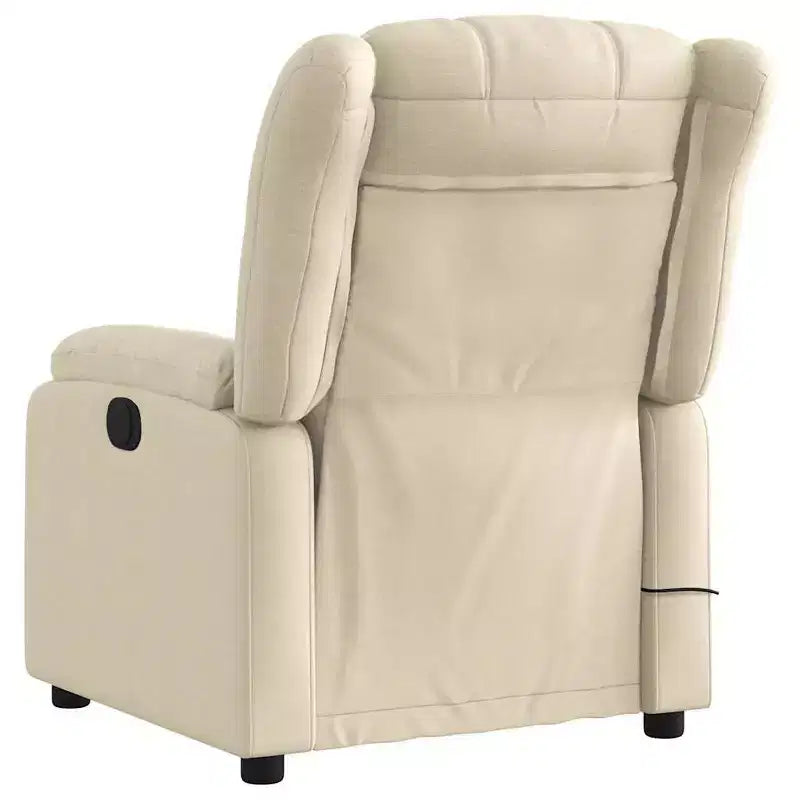 Cream Fabric Electric Massage Recliner - Auto-Adjusting Backrest & Footrest with Vibration Massage