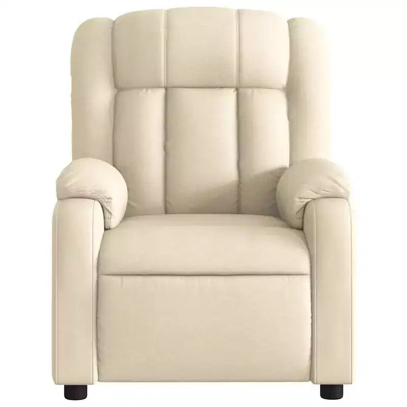Cream Fabric Electric Massage Recliner - Auto-Adjusting Backrest & Footrest with Vibration Massage