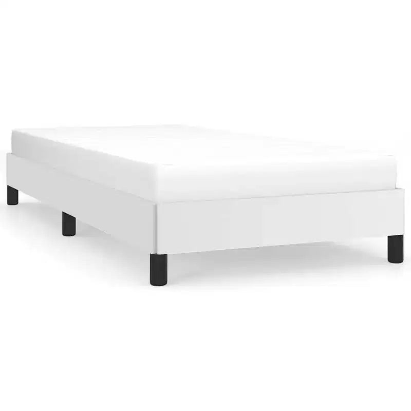 vidaXL Twin XL Bed Frame, Faux Leather Upholstered Platform Bed Frame, White, No Mattress