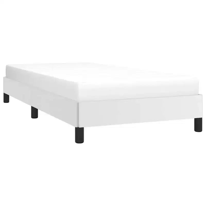 Twin XL Bed Frame, Faux Leather Upholstered Platform Bed Frame, White