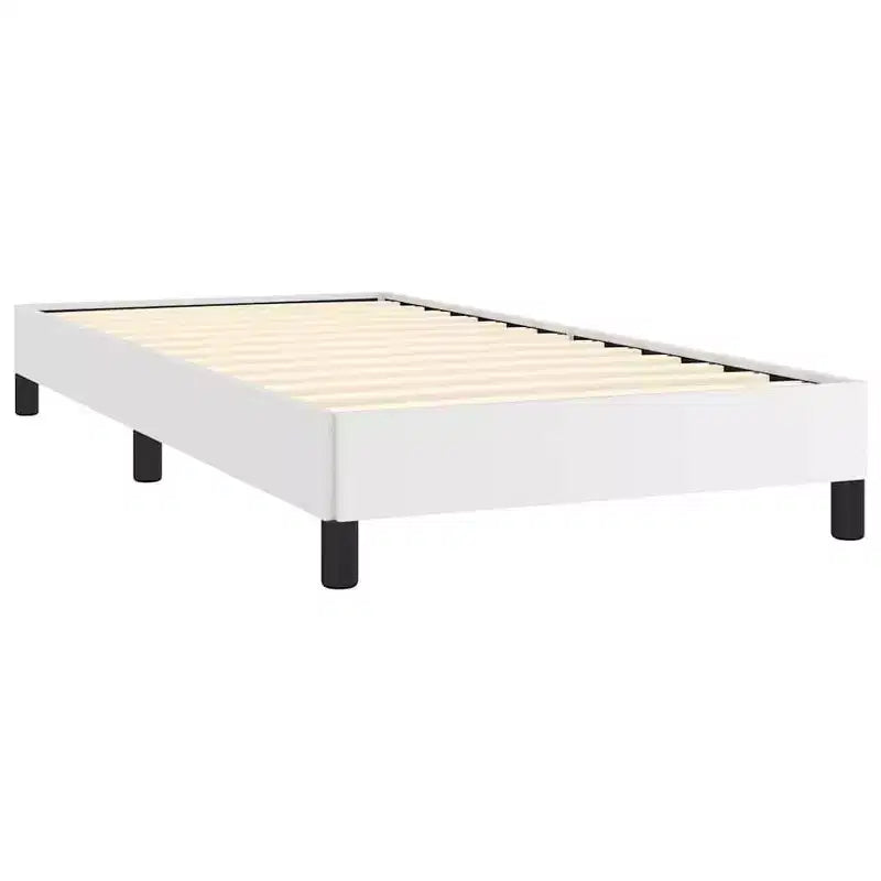 Twin XL Bed Frame, Faux Leather Upholstered Platform Bed Frame, White
