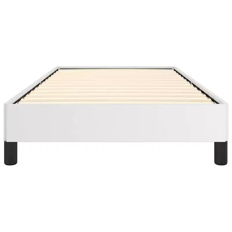Twin XL Bed Frame, Faux Leather Upholstered Platform Bed Frame, White