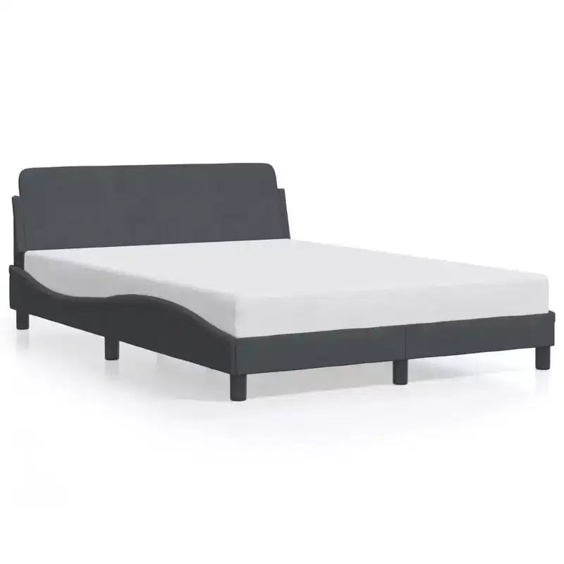 vidaXL Bed Frame with Headboard Platform Foundation Bedroom Furniture Velvet - Dark Gray Full
