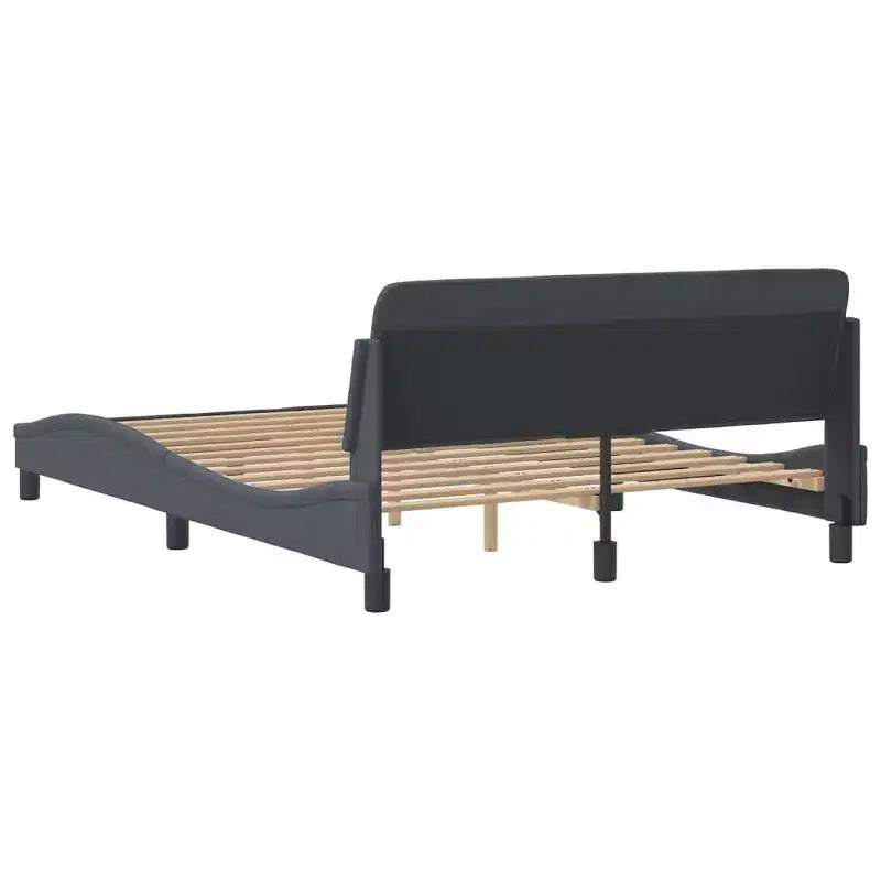 Bed Frame with Headboard Platform Foundation - Velvet Dark Gray Full