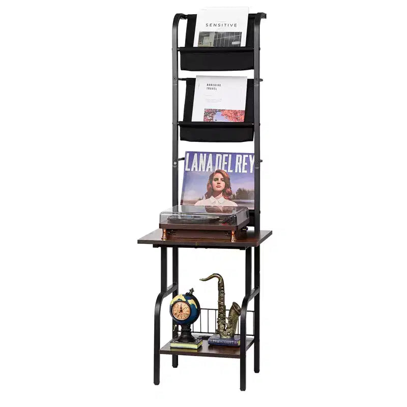 VEVOR Record Player Stand, 5 Tiers Tall Vinyl Record with Charging Station & USB Ports, Holds up to 200 Albums, Turntable Stand, Black