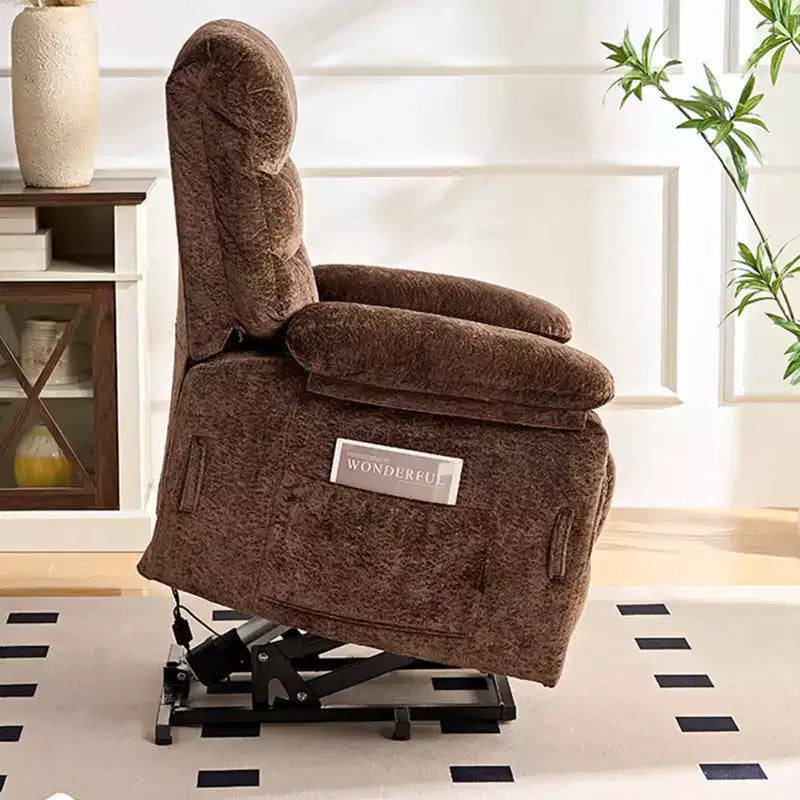 Large Size Velvet Power Lift Recliner Chair With Lumbar Heating And 8-Point Vibration Massage, Armchair For Elderly