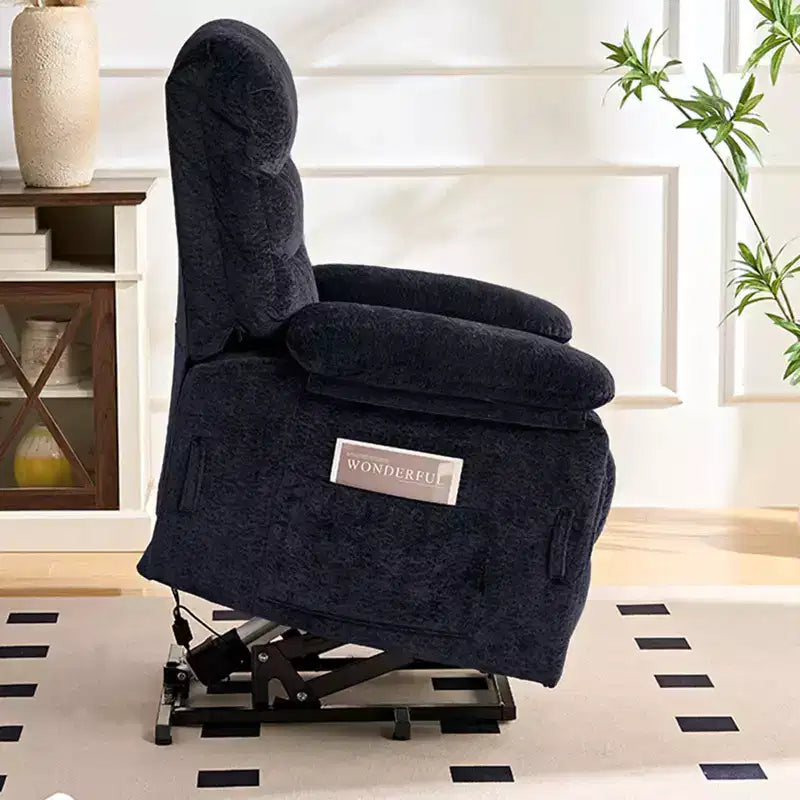 Large Size Velvet Power Lift Recliner Chair With Lumbar Heating And 8-Point Vibration Massage, Armchair For Elderly