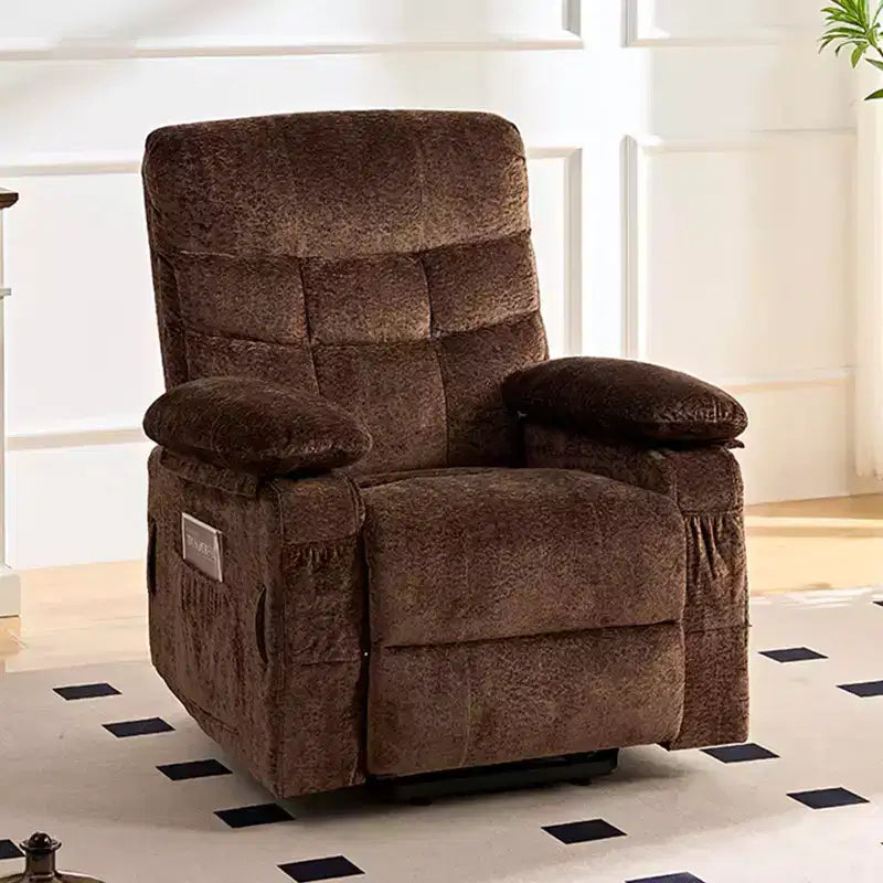 Large Size Velvet Power Lift Recliner Chair With Lumbar Heating And 8-Point Vibration Massage, Armchair For Elderly