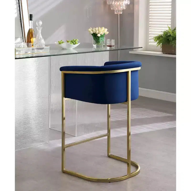 Navy Velvet Counter Height Stool