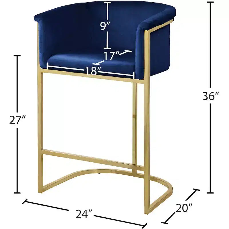 Navy Velvet Counter Height Stool