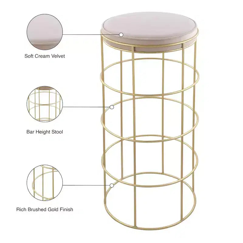 Cream Velvet Bar Stool