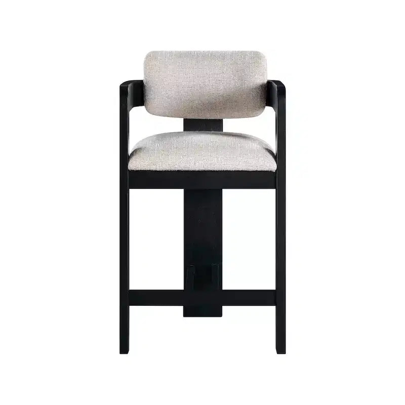 Beige Linen Textured Fabric Counter Height Stool