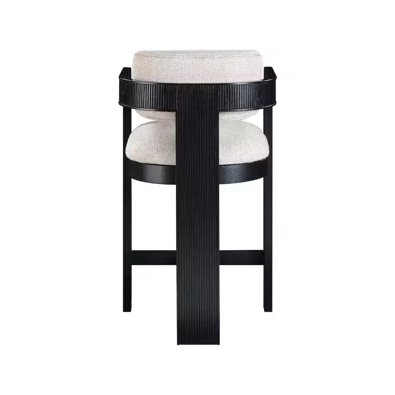 Beige Linen Textured Fabric Counter Height Stool
