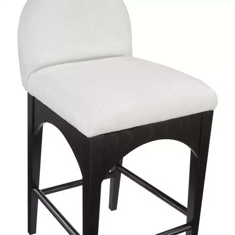 Cream Chenille Fabric Counter Stool