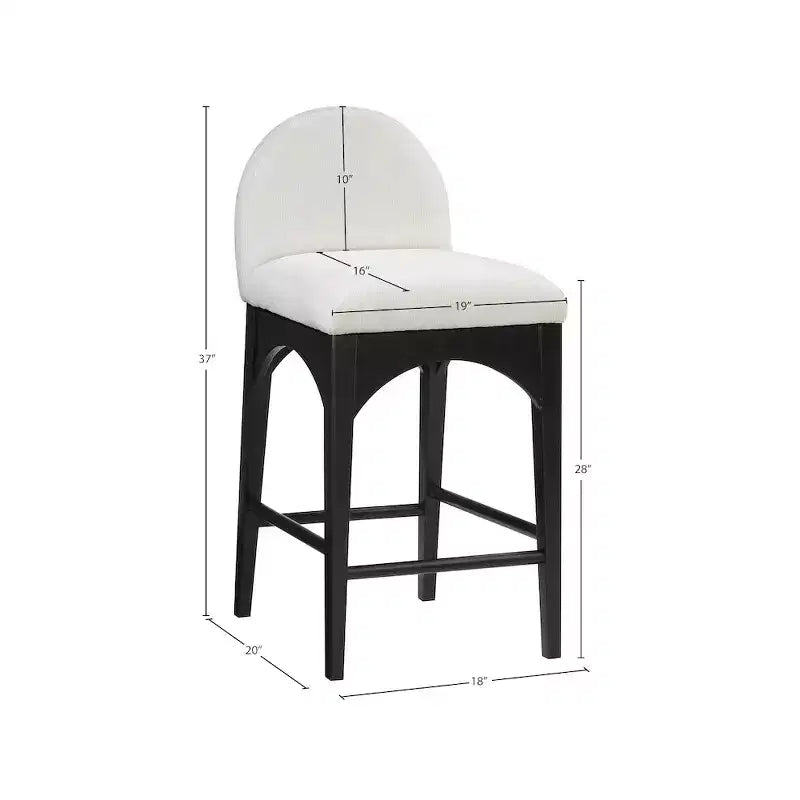 Cream Chenille Fabric Counter Stool