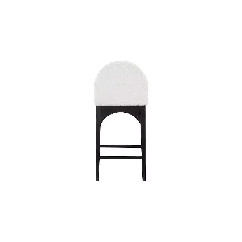 Cream Boucle Fabric Counter Stool with Solid Wood Legs