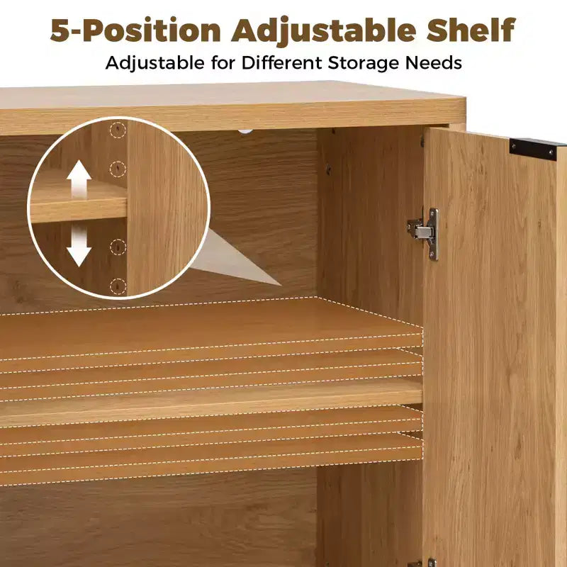 2-Door Fluted Buffet Sideboard Cabinet with Adjustable Shelf