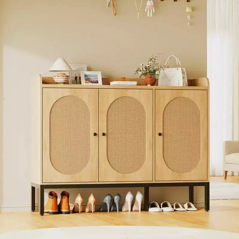 28-Pair Entryway Shoe Cabinet with Adjustable Shelf & Wall-Mount Safety