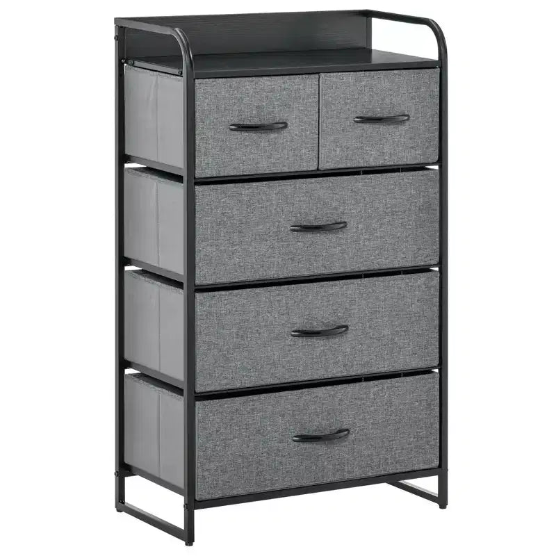 Dresser for Bedroom with 9 Drawers, Storage Chest of Drawers with Easy Pull Fabric Bins, Wood Top Steel Frame for Closet Laundry Entryway