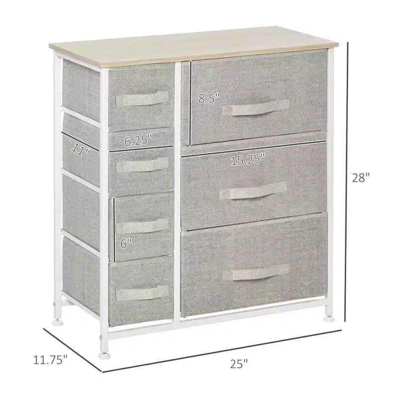 Dresser for Bedroom with 9 Drawers, Storage Chest of Drawers with Easy Pull Fabric Bins, Wood Top Steel Frame for Closet Laundry Entryway
