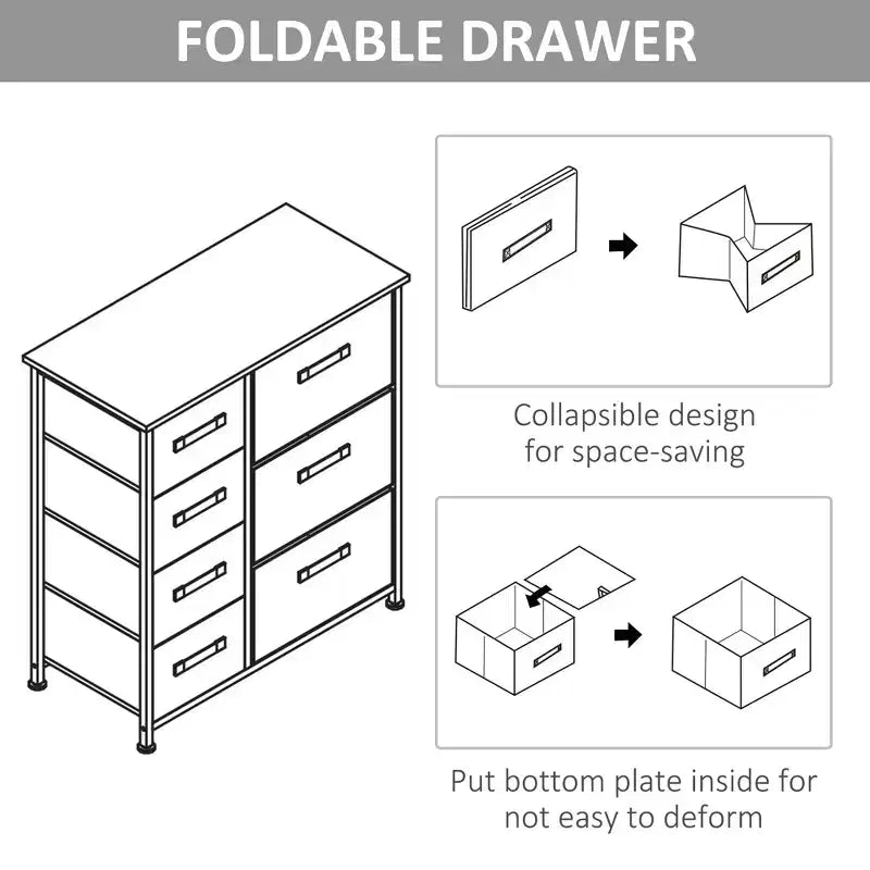 Dresser for Bedroom with 9 Drawers, Storage Chest of Drawers with Easy Pull Fabric Bins, Wood Top Steel Frame for Closet Laundry Entryway