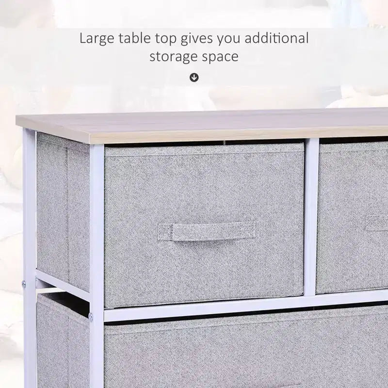Dresser for Bedroom with 9 Drawers, Storage Chest of Drawers with Easy Pull Fabric Bins, Wood Top Steel Frame for Closet Laundry Entryway
