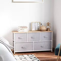 Dresser for Bedroom with 9 Drawers, Storage Chest of Drawers with Easy Pull Fabric Bins, Wood Top Steel Frame for Closet Laundry Entryway