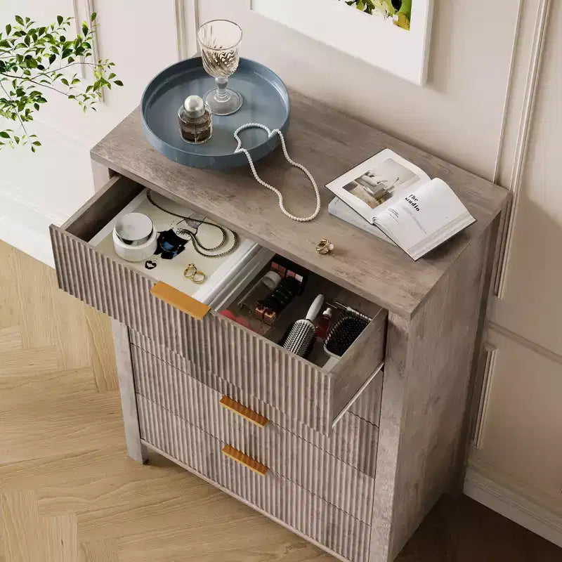 5-Drawer Dresser for Bedroom, Tall Narrow Modern Chest of Drawers, Wooden Storage Cabinet or Nightstand for Small Spaces