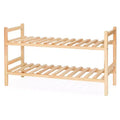 PJ Wood Stackable Wooden Shoe Rack Organizer for Closet Storage, Entryway Shelves, Tiered Cabinet for Shoes, 6 Pair Capacity, Natural