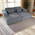 Merax Corduroy Double Sofa Bed with 2 Pillows and Square Armrests