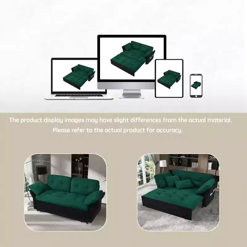 Modern Multi-Functional 74'' Chenille Convertible Queen Size Sofa Bed