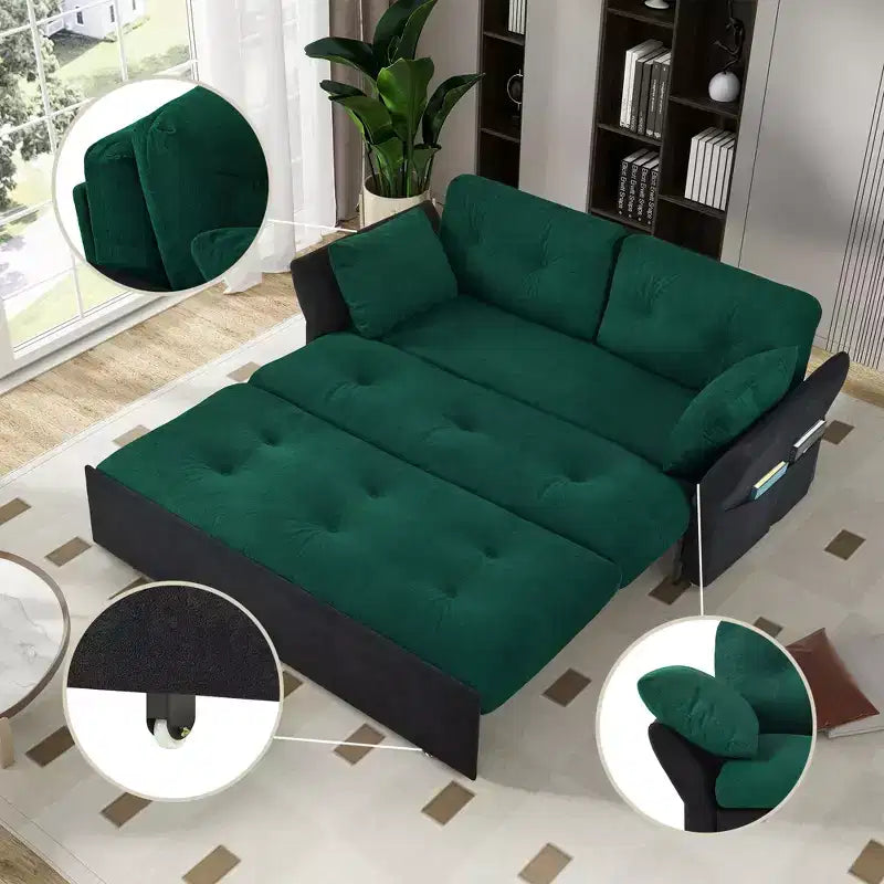 Modern Multi-Functional 74'' Chenille Convertible Queen Size Sofa Bed