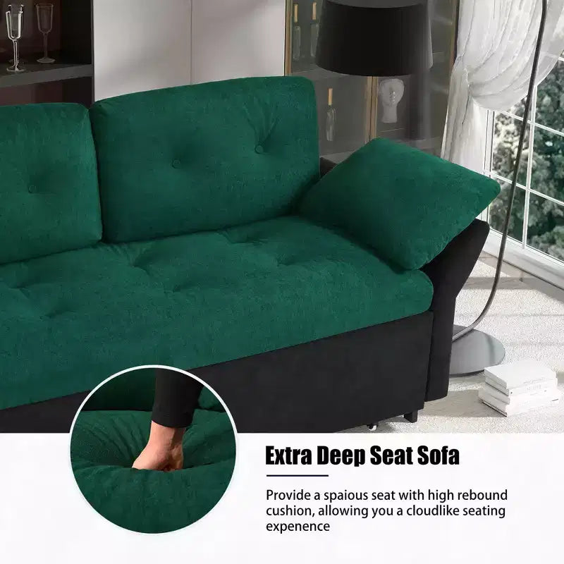 Modern Multi-Functional 74'' Chenille Convertible Queen Size Sofa Bed