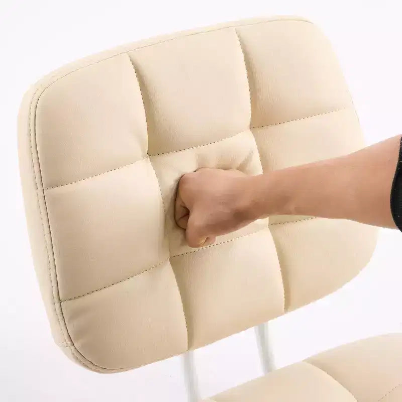 Compact Small Desk Chair, Cute Armless Vanity Chair with Wheels, Low Back, Height Adjustable Task Chair for Small Spaces, PU Leather