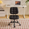 VINGLI Compact Small Desk Chair, Cute Armless Vanity Chair with Wheels,Low Back, Height Adjustable Task Chair for Small Spaces, PU Leather