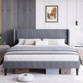 DobleePy Full / King Upholstered Bed Frame with Headboard, Platform Bed with Wood Slats, No Box Spring Needed, Easy Assembly