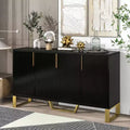 Modern sideboard with Four Doors Metal handles and Legs and Adjustable Shelves Kitchen Cabinet Black