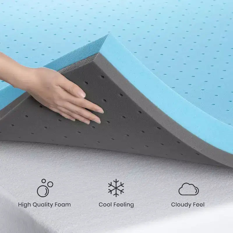 2-Inch Queen Mattress Topper - Gel-Infused Memory Foam, Cooling Pad for Pressure Relief & Back Pain