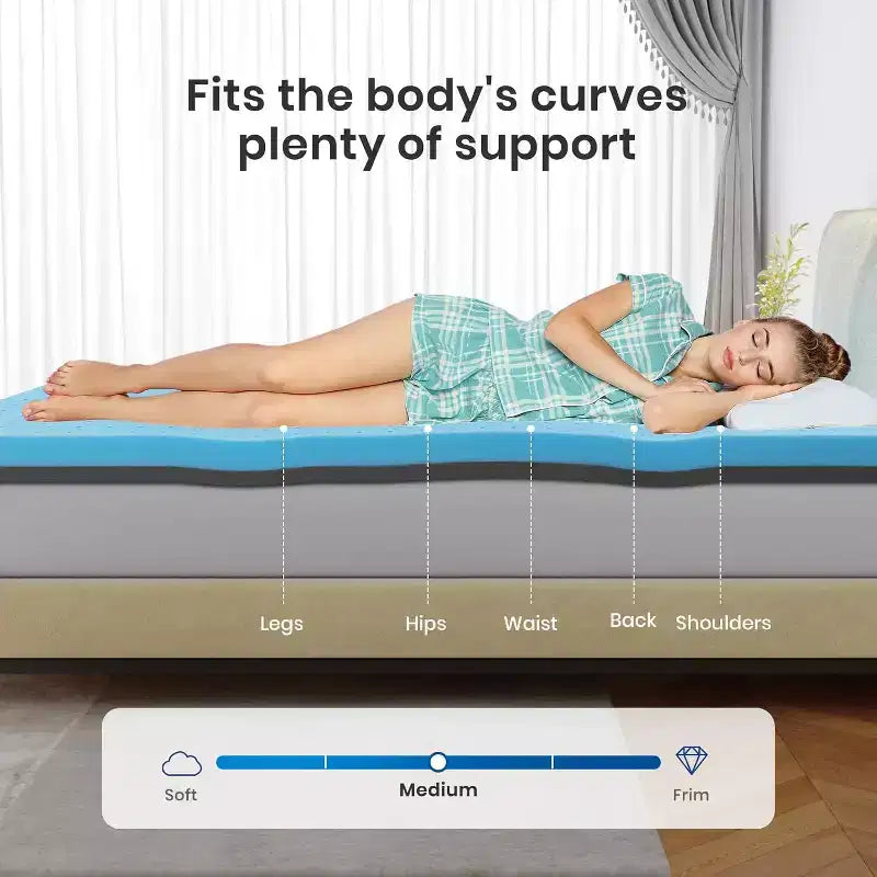 2-Inch Queen Mattress Topper - Gel-Infused Memory Foam, Cooling Pad for Pressure Relief & Back Pain