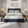Platform Bed Frame with Tufted Wingback Headboard, Corduroy Upholstered, 4 Storage Drawers, Wooden Slats