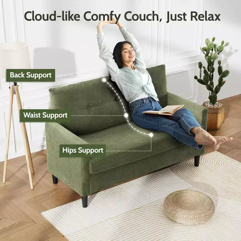 50" Small Loveseat Sofa for Living Room, Bedroom & Office – Deep Seat Couch