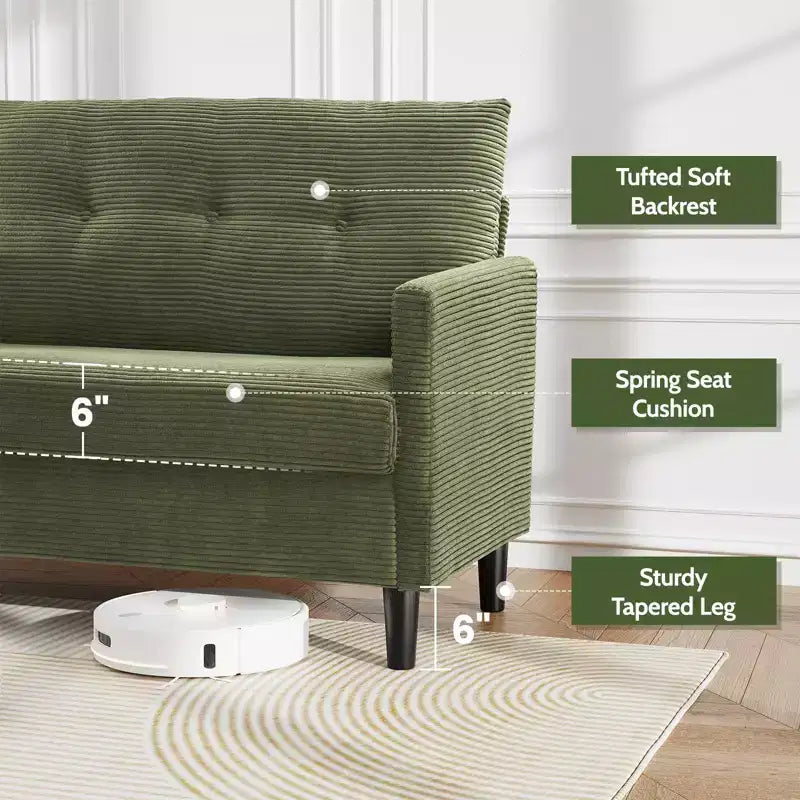 50" Small Loveseat Sofa for Living Room, Bedroom & Office – Deep Seat Couch