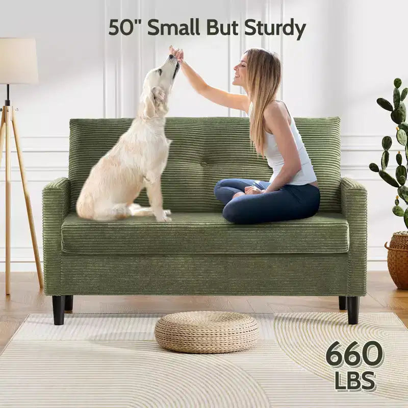 50" Small Loveseat Sofa for Living Room, Bedroom & Office – Deep Seat Couch