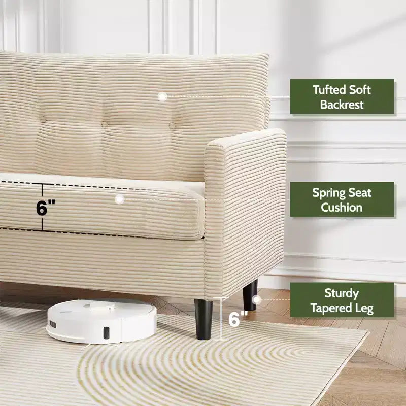 50" Small Loveseat Sofa for Living Room, Bedroom & Office – Deep Seat Couch