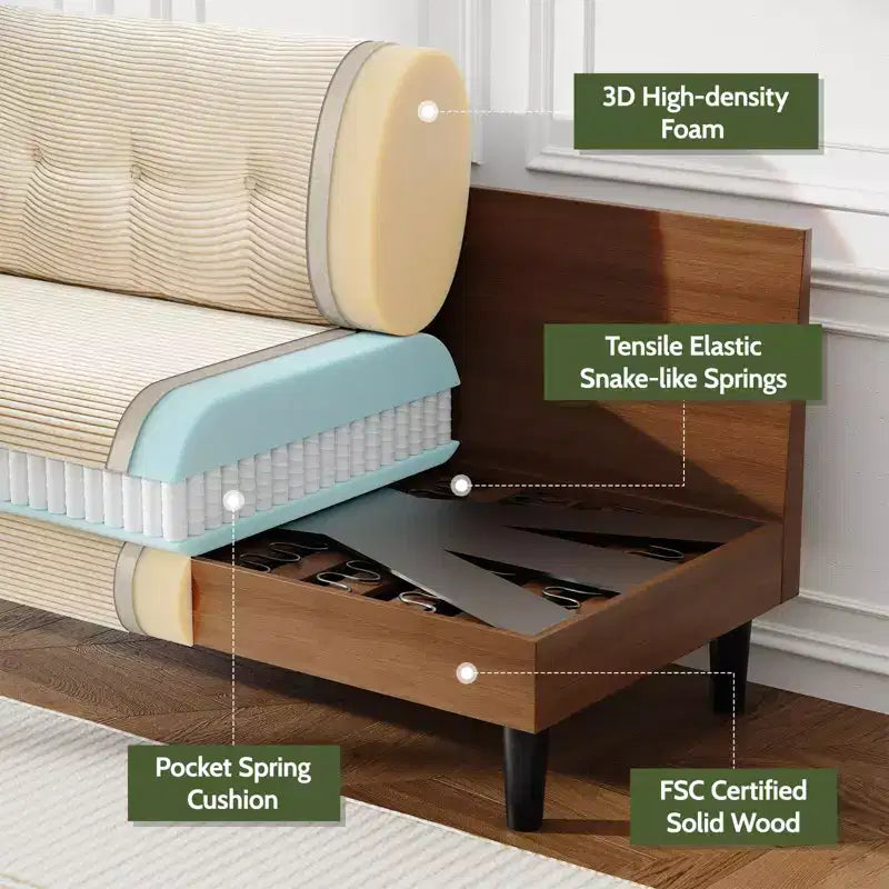 50" Small Loveseat Sofa for Living Room, Bedroom & Office – Deep Seat Couch
