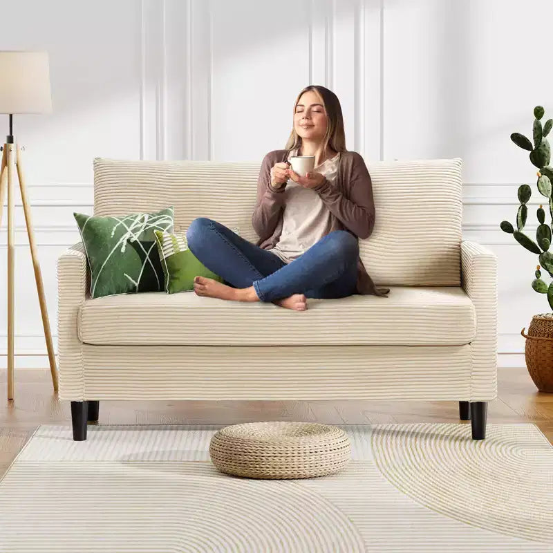 Dyonery 50 Small Loveseat Sofa Small Couch for Living Room, Bedroom, Office, Comfy Love Seat with Deep Seat Spring Cushion