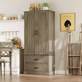 Kitchen Pantry Cabinet with 2 Drawers, Farmhouse Tall Storage Cabinet, Wood Food Pantry