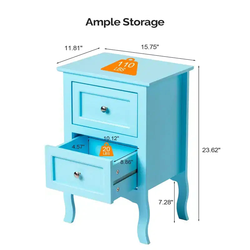 Nightstand with 2 Drawers for Bedrooms, Small Bedside Table with Drawers for Small Spaces
