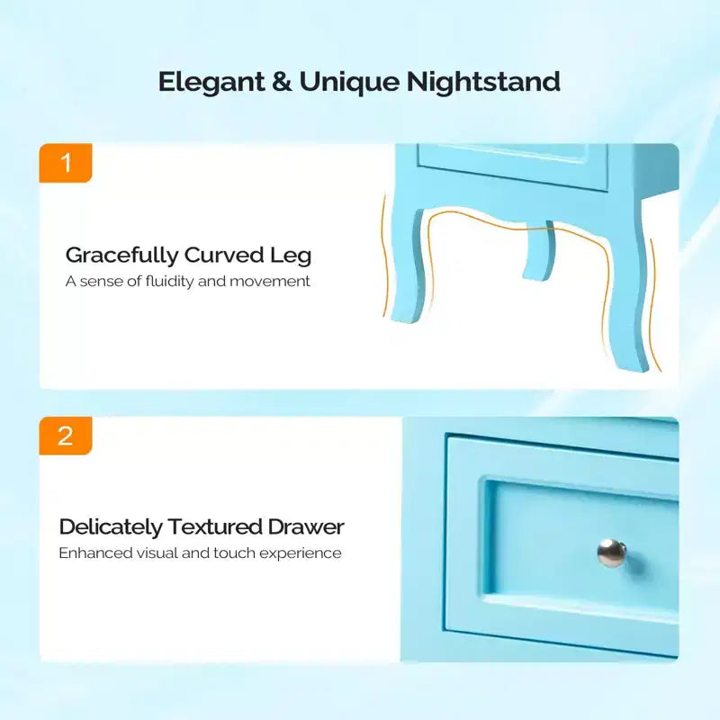 Nightstand with 2 Drawers for Bedrooms, Small Bedside Table with Drawers for Small Spaces